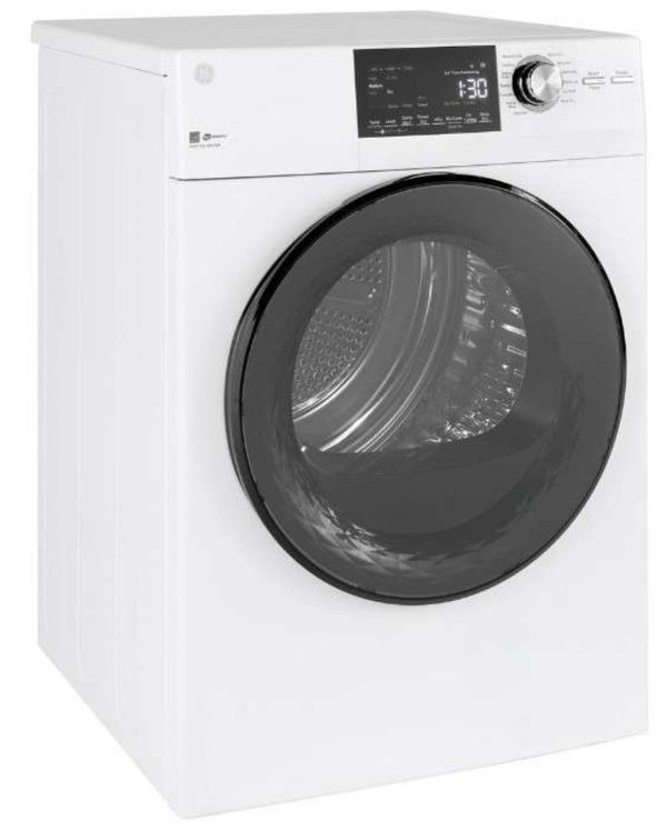 GE 24" 4.3 cu. ft. Electric Dryer with HE Sensor Dry and Stainless Steel Drum - White - Image 2