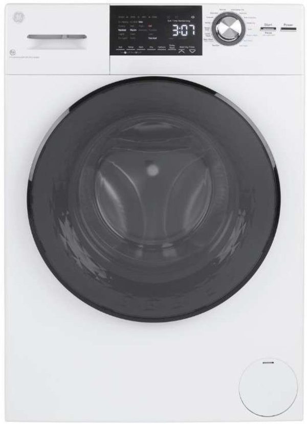 GE 24" Front Load Combination Washer and Electric Dryer with Sanitize and 14 Cycle Options - White