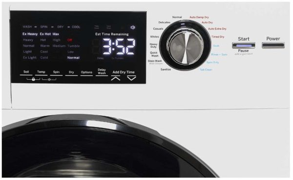 GE 24" Front Load Combination Washer and Electric Dryer with Sanitize and 14 Cycle Options - White - Image 3