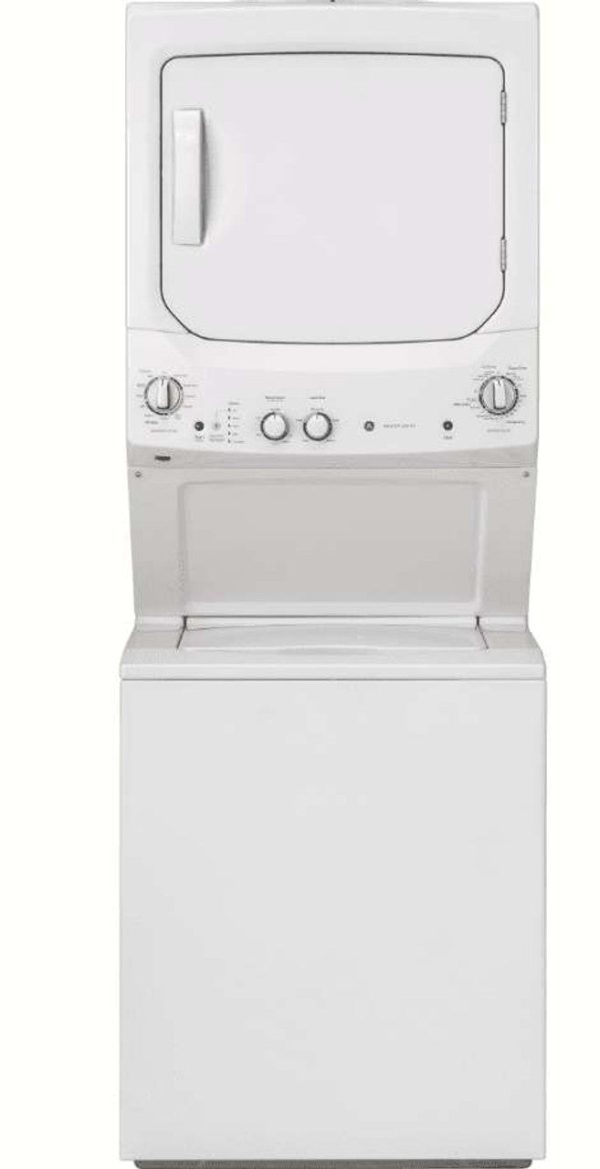 GE 27" Stacked Laundry Center with 3.8 cu. ft. Washer and 5.9 cu. ft. Electric Dryer - White