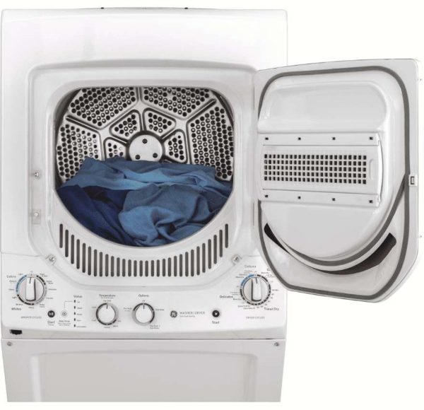 GE 27" Stacked Laundry Center with 3.8 cu. ft. Washer and 5.9 cu. ft. Electric Dryer - White - Image 3