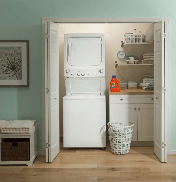 GE 27" Stacked Laundry Center with 3.8 cu. ft. Washer and 5.9 cu. ft. Electric Dryer - White - Image 5