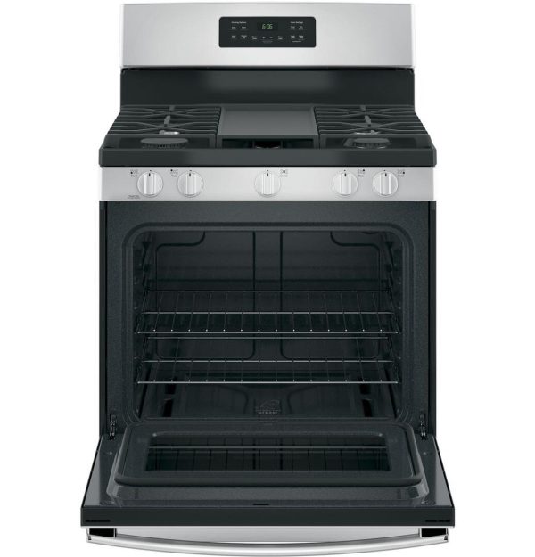 GE 30" Free-Standing Gas Range with Edge to Edge Cooktop - Stainless Steel - Image 2