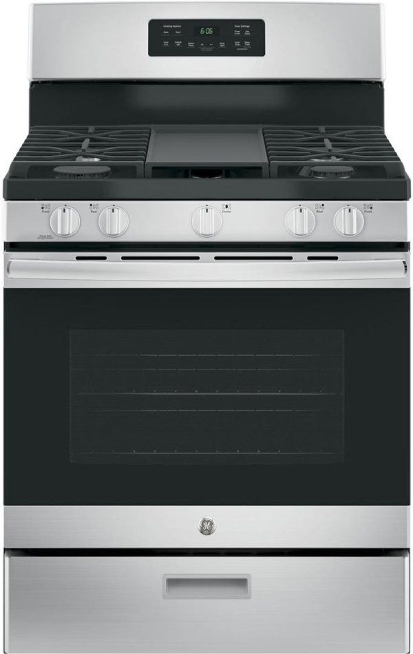 GE 30" Free-Standing Gas Range with Edge to Edge Cooktop - Stainless Steel
