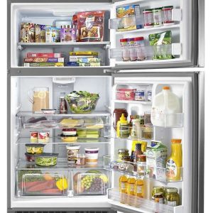 33" Maytag Top Freezer Refrigerator with Power Cold and EvenAir Cooling Tower - Stainless Steel - Image 2