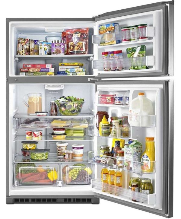 33" Maytag Top Freezer Refrigerator with Power Cold and EvenAir Cooling Tower - Stainless Steel - Image 2