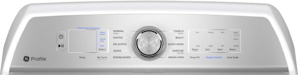 GE Profile 28" Smart Top Load Washer 5.0 cu. ft. with Microban Antimicrobial Technology and 12 Wash Cycles - White - Image 2