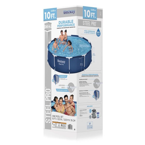 Bestway Steel Pro 10'x30" Round Above Ground Swimming Pool Set with Filter Pump - Image 2