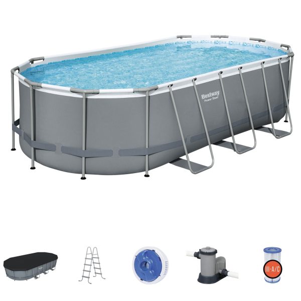 Bestway Power Steel 18' x 9' x 48" Oval Above Ground Outdoor Swimming Pool Set - Image 6