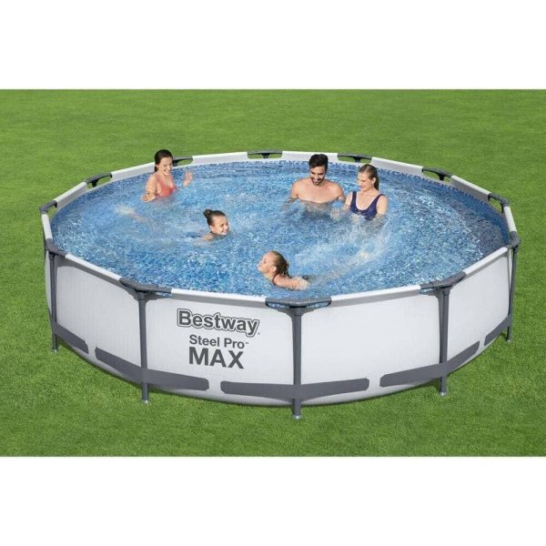 Steel Pro Max 12 ft. Round x 30 in. Deep Above Ground Swimming Pool and Pump - Image 5