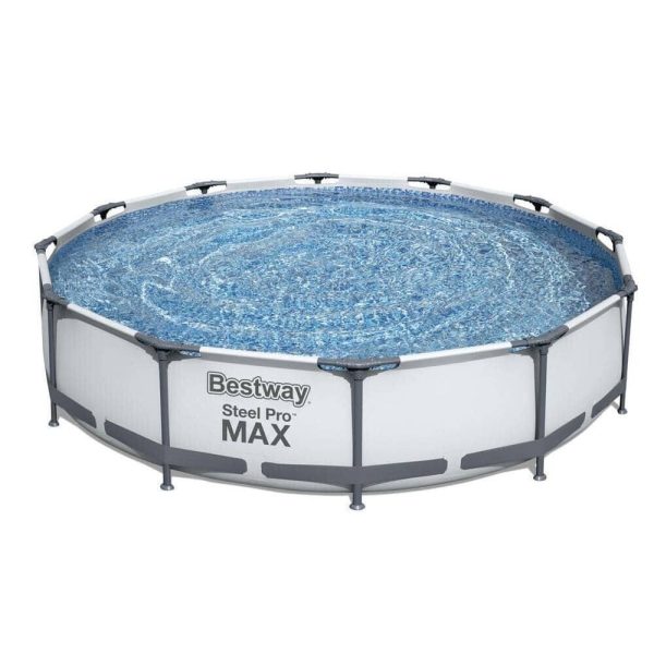Steel Pro Max 12 ft. Round x 30 in. Deep Above Ground Swimming Pool and Pump - Image 4