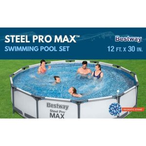 Steel Pro Max 12 ft. Round x 30 in. Deep Above Ground Swimming Pool and Pump