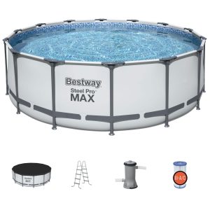 Bestway Steel Pro MAX 14'x48" Round Above Ground Swimming Pool with Pump & Cover