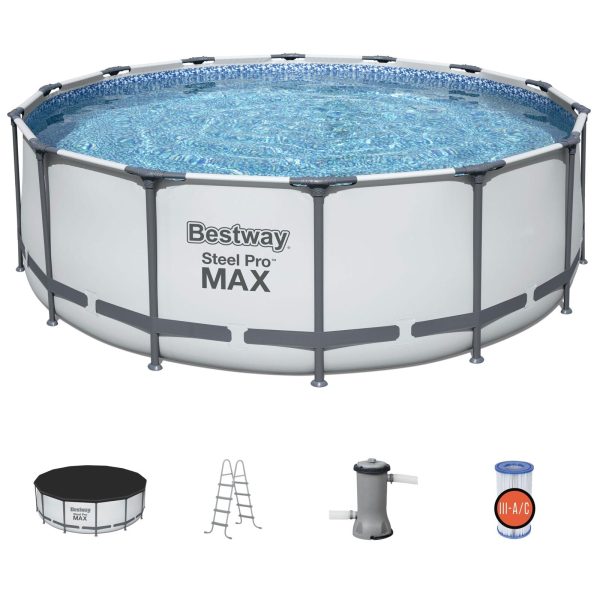 Bestway Steel Pro MAX 14'x48" Round Above Ground Swimming Pool with Pump & Cover