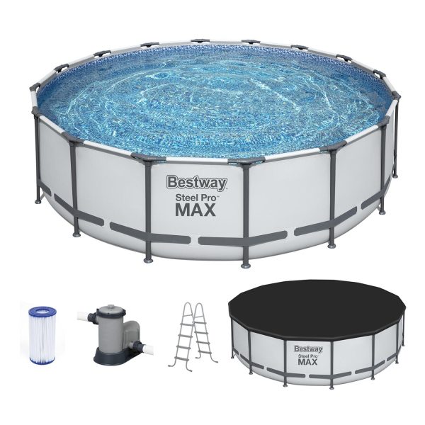 Bestway Steel Pro MAX 16'x48" Round Above Ground Swimming Pool with Pump & Cover - Image 6
