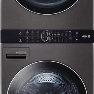 27" Laundry WashTower with 4.5 cu. ft. Washer and 7.4 cu. ft. Electric Dryer - Black Steel